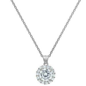 925 Sterling Silver Round Cut Cubic Zirconia Halo